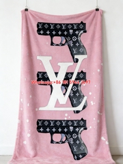 LV Pink Luxury Gun Print Blanket Monogram Gun Art Pink Throw 428